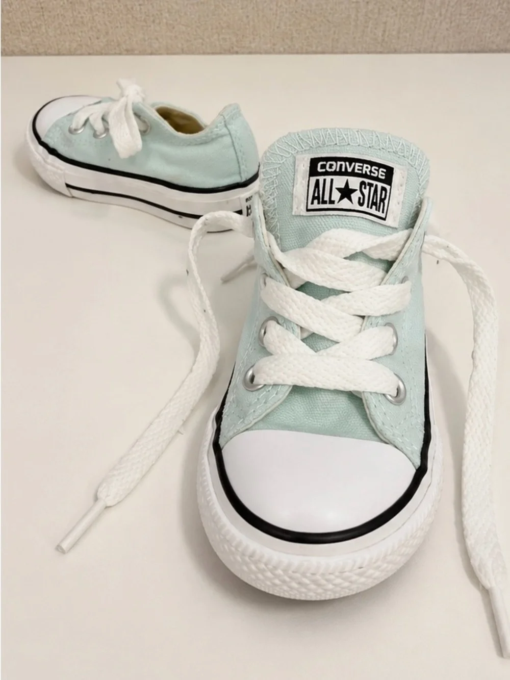 Converse Kids Low-Top Sneakers in Mint Green and White
